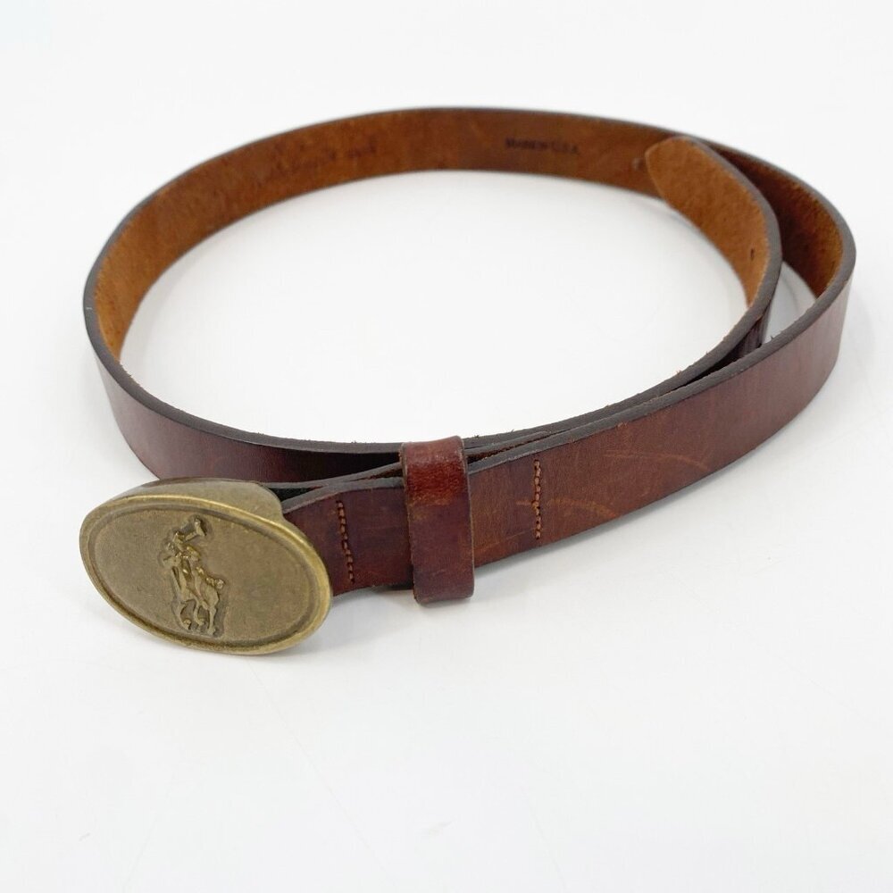 Vintage Ralph Lauren Leather Children’s Belt Brass Buckle Genuine Leather - Picture 5 of 10